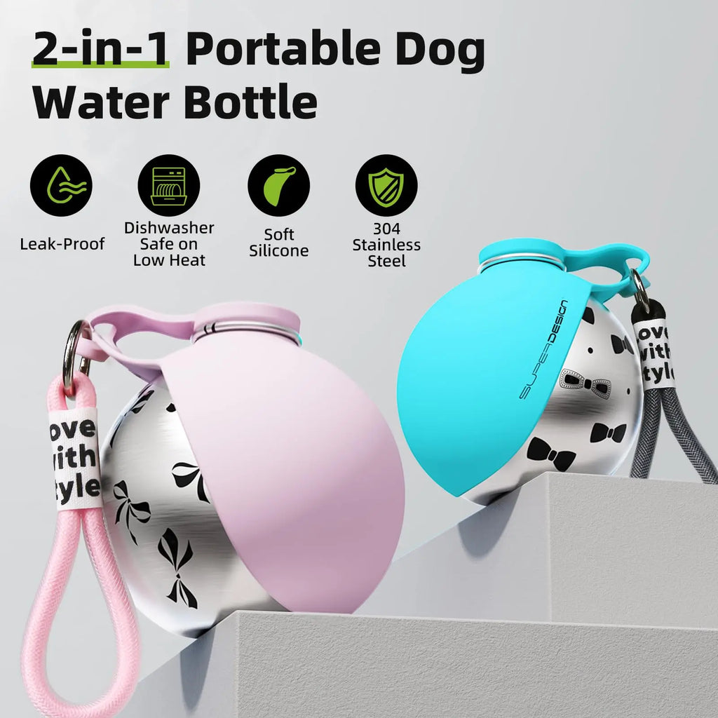 2-in-1 Portable Dog Water Bottle - Leak-Proof Travel Dispenser