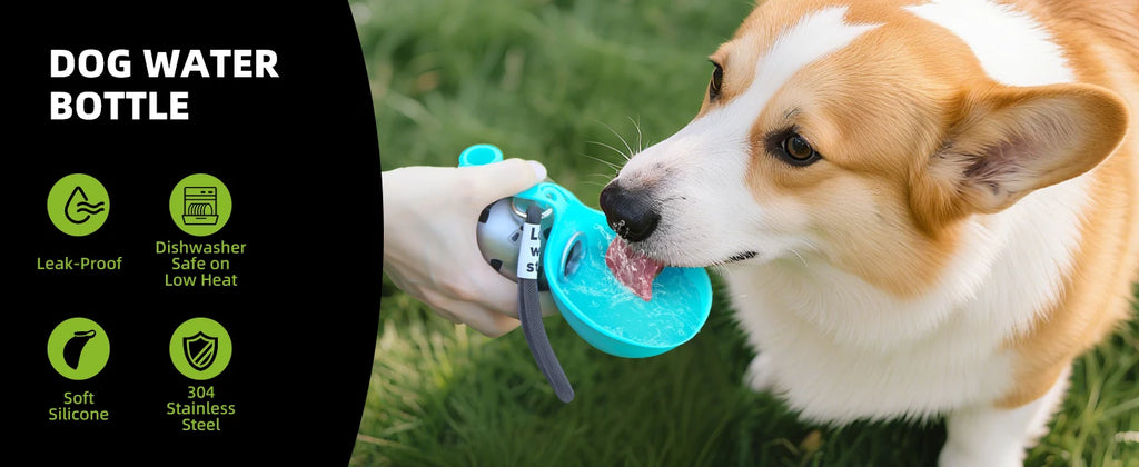 2-in-1 Portable Dog Water Bottle - Leak-Proof Travel Dispenser