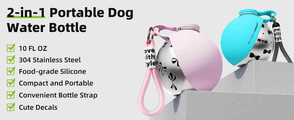2-in-1 Portable Dog Water Bottle - Leak-Proof Travel Dispenser