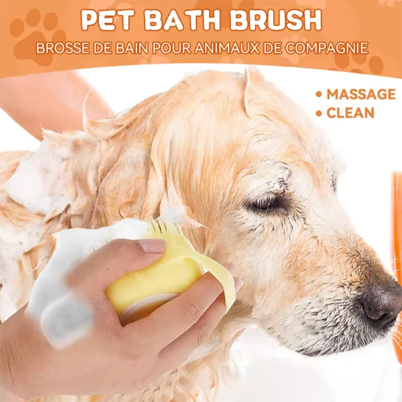 2-in-1 Pet Shower Brush — Soap Dispenser & Massage for Dogs & Cats