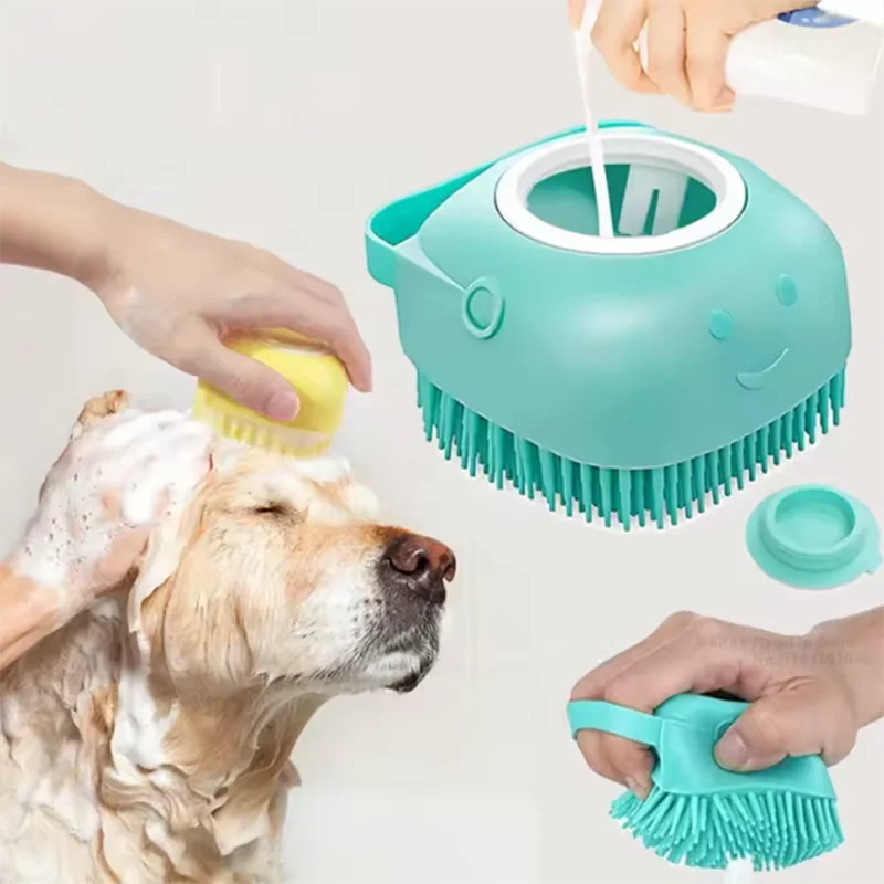 2-in-1 Pet Shower Brush — Soap Dispenser & Massage for Dogs & Cats