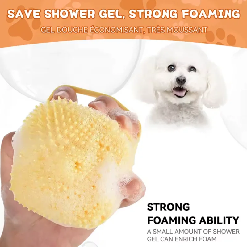 2-in-1 Pet Shower Brush — Soap Dispenser & Massage for Dogs & Cats